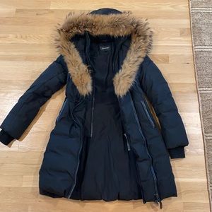 Mackage black coat / fur hood
